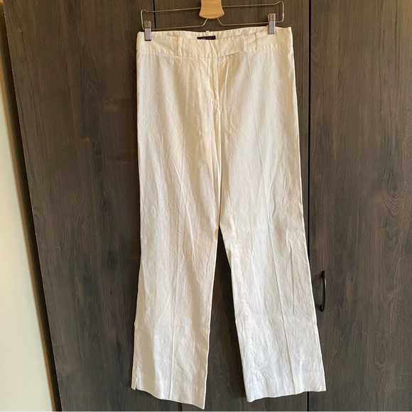 BCBG MaxAzria White Linen Cotton Blend Wide Leg Pant Size 6 - Picture 2 of 9